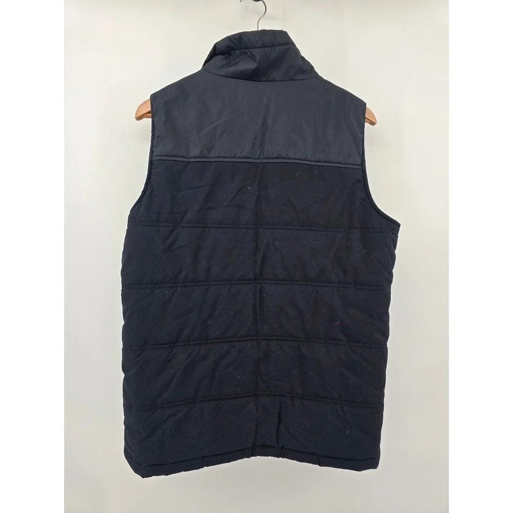 Columbia Puffer Vest Mens Small Black XM1384 Sherpa Lined Mock Neck Quilted